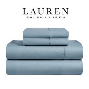 New Lauren Ralph Lauren Sateen King Sheet Set Celestial Dusty Blue